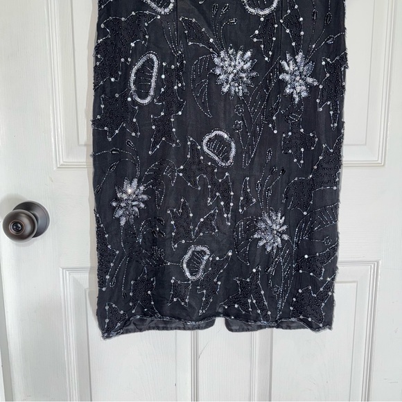 Black Sequin Cocktail Dress Midi Length Evening Wear - Picture 6 of 14